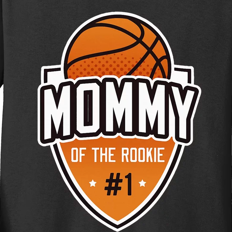 Mommy Of Rookie 1st Birthday Basketball Party Matching Kids Long Sleeve Shirt