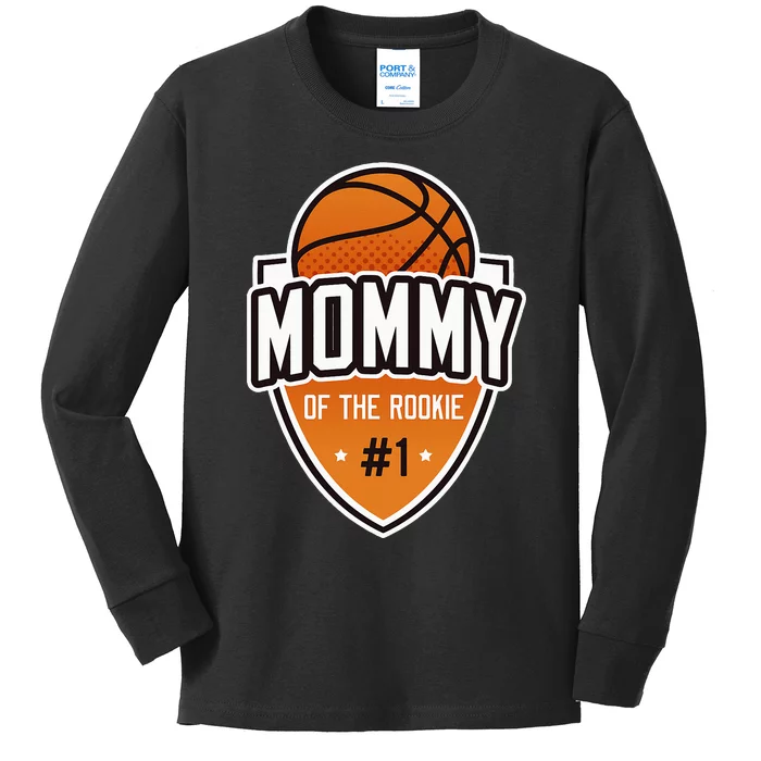 Mommy Of Rookie 1st Birthday Basketball Party Matching Kids Long Sleeve Shirt