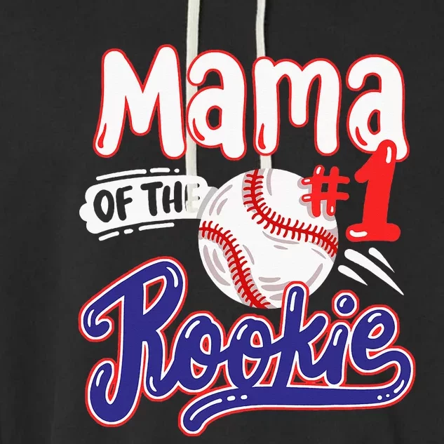 Mama Of Rookie 1st Baseball Birthday Party Theme Matching Garment-Dyed Fleece Hoodie