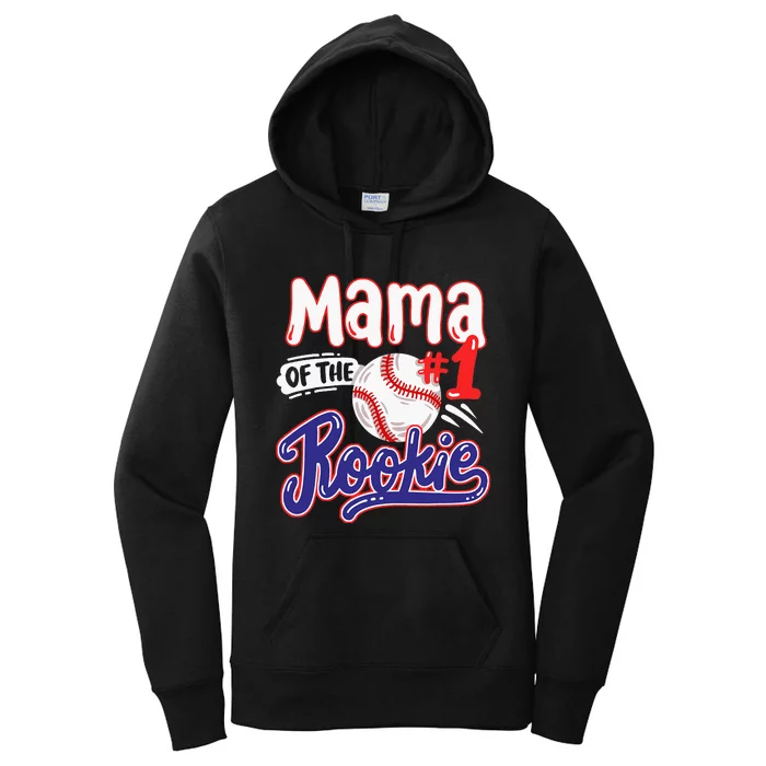 Mama Of Rookie 1st Baseball Birthday Party Theme Matching Women's Pullover Hoodie