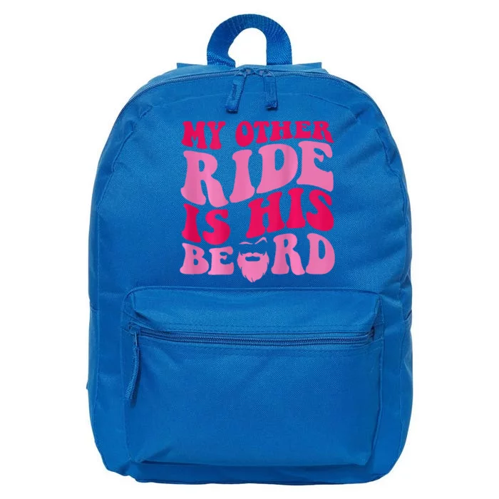 My Other Ride Is His Beard Retro Groovy On Back 16 in Basic Backpack