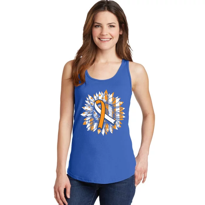 Ms Orange Ribbon Multiple Sclerosis Awareness Sunflower Gift Ladies Essential Tank