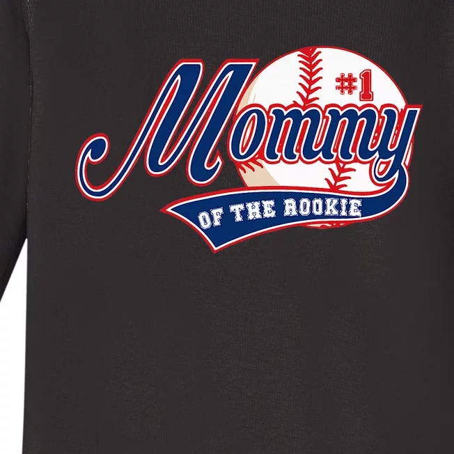 Mommy Of Rookie 1st Birthday Baseball Theme Matching Party Baby Long Sleeve Bodysuit