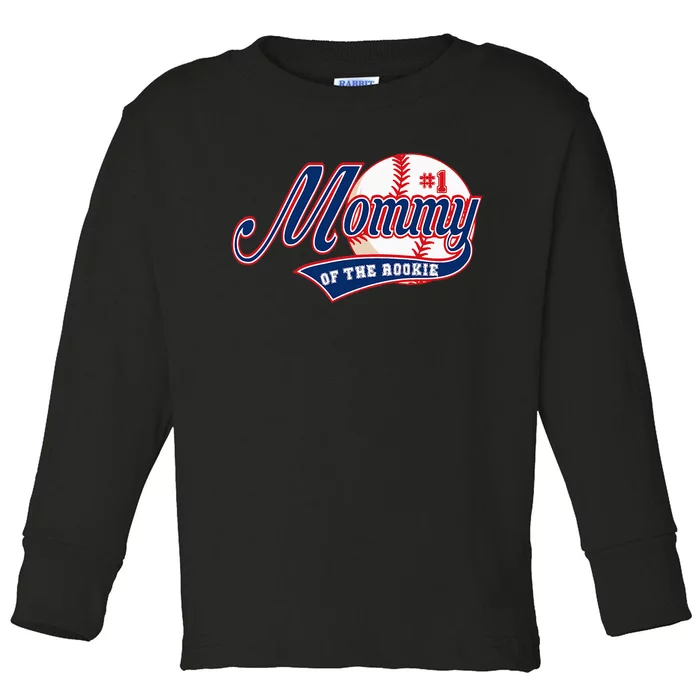 Mommy Of Rookie 1st Birthday Baseball Theme Matching Party Toddler Long Sleeve Shirt