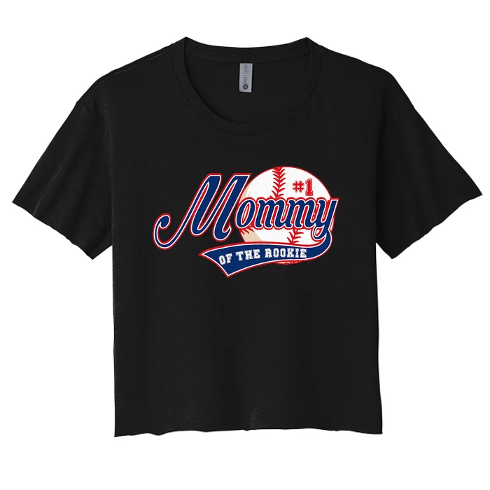 Mommy Of Rookie 1st Birthday Baseball Theme Matching Party Women's Crop Top Tee