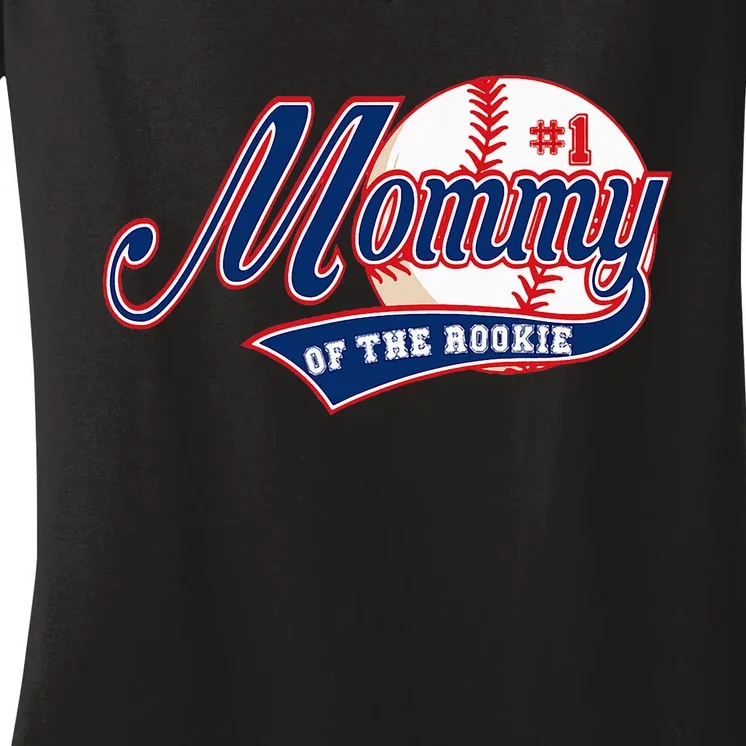 Mommy Of Rookie 1st Birthday Baseball Theme Matching Party Women's V-Neck T-Shirt