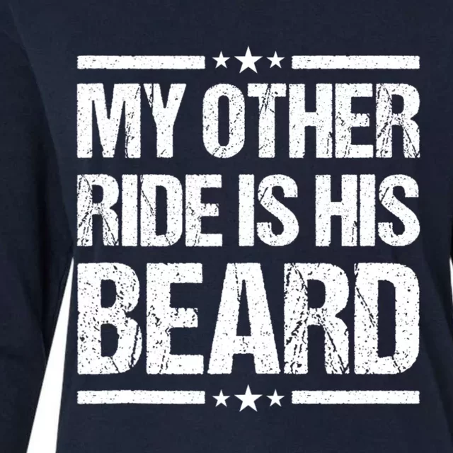 My Other Ride Is His Beard Funny Motorcycle Womens Cotton Relaxed Long Sleeve T-Shirt