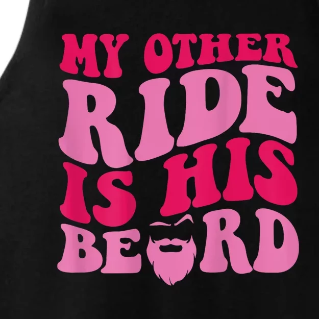 My Other Ride Is His Beard Retro Groovy Ladies Tri-Blend Wicking Tank