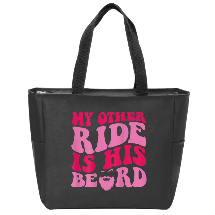 My Other Ride Is His Beard Retro Groovy Zip Tote Bag