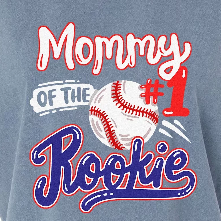 Mommy Of Rookie 1st Baseball Birthday Party Theme Matching Garment-Dyed Women's Muscle Tee