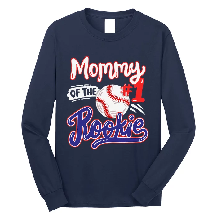 Mommy Of Rookie 1st Baseball Birthday Party Theme Matching Long Sleeve Shirt