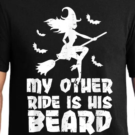 My Other Ride Is His Beard Funny Witch Halloween 2022 Pajama Set