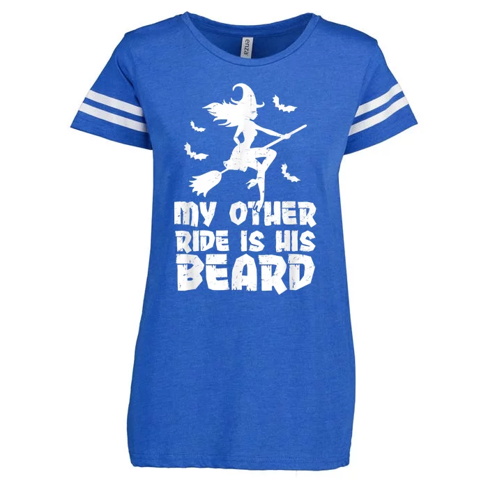 My Other Ride Is His Beard Funny Witch Halloween 2022 Enza Ladies Jersey Football T-Shirt