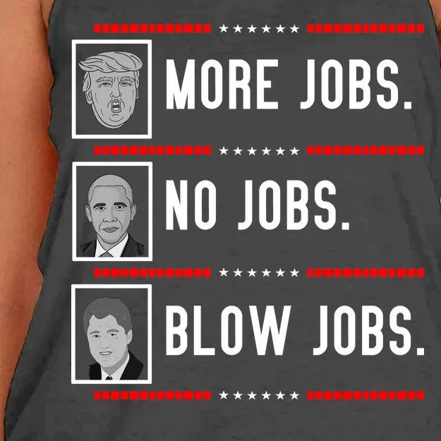 More Jobs No Jobs Blow Jobs Pro Trump Women's Knotted Racerback Tank