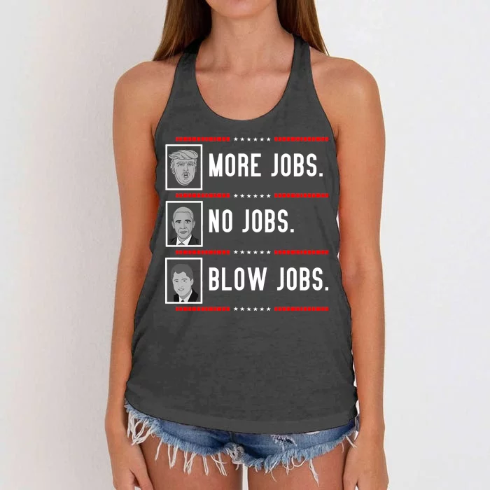 More Jobs No Jobs Blow Jobs Pro Trump Women's Knotted Racerback Tank