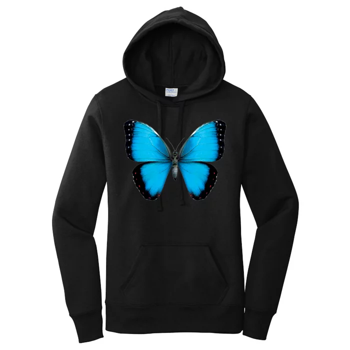 Morpho Butterfly Close Up 3D Women's Pullover Hoodie