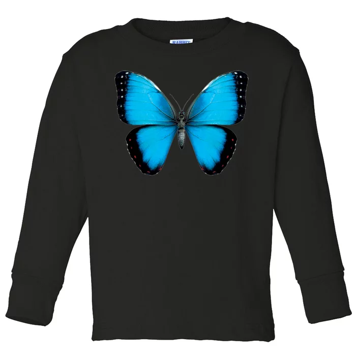 Morpho Butterfly Close Up 3D Toddler Long Sleeve Shirt