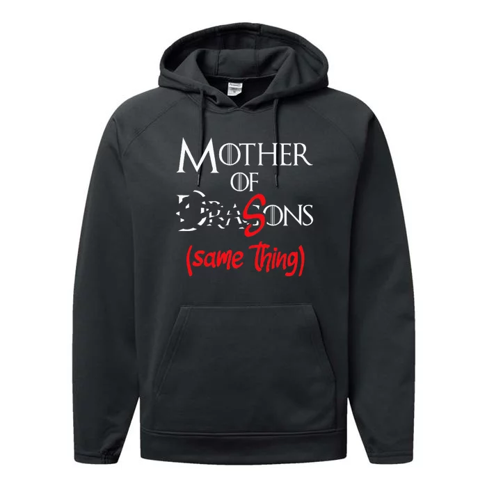 Mother Of Sons Funny Dragon Mother Mom Performance Fleece Hoodie