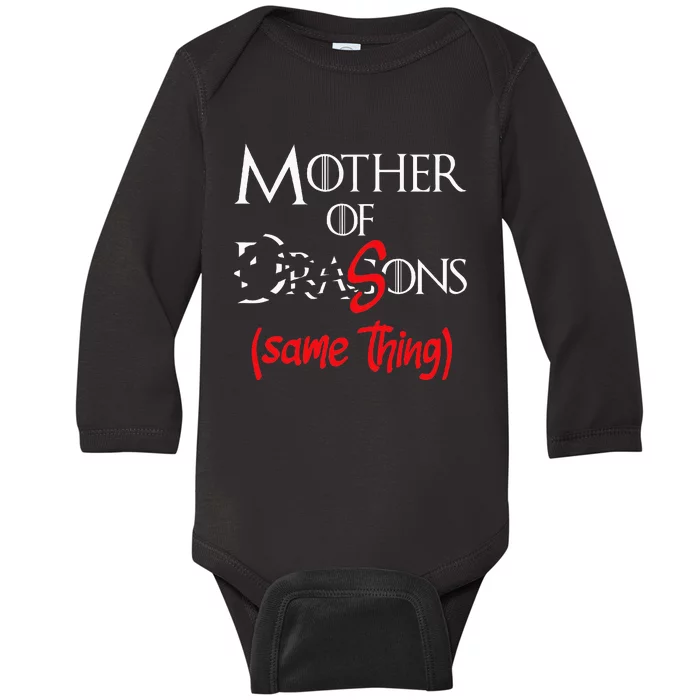 Mother Of Sons Funny Dragon Mother Mom Baby Long Sleeve Bodysuit