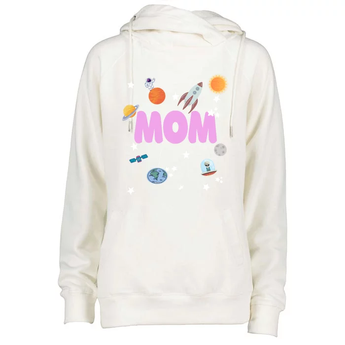 Mom Outer Space Birthday Party Planets Stars Spaceship Ufo Cool Gift Womens Funnel Neck Pullover Hood