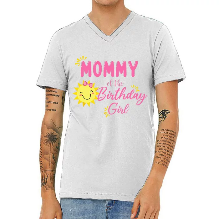 Mommy Of Sunshine 1st Birthday Sunshine Girl Birthday V-Neck T-Shirt