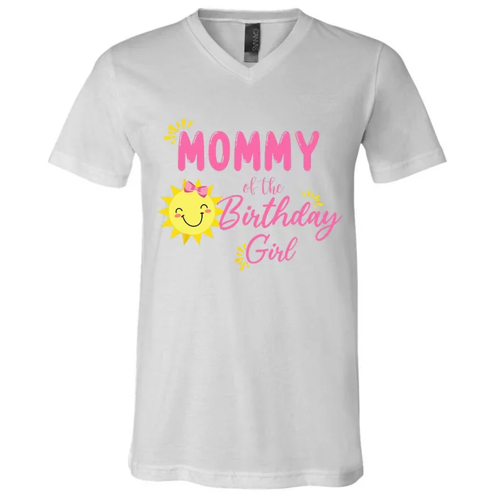 Mommy Of Sunshine 1st Birthday Sunshine Girl Birthday V-Neck T-Shirt