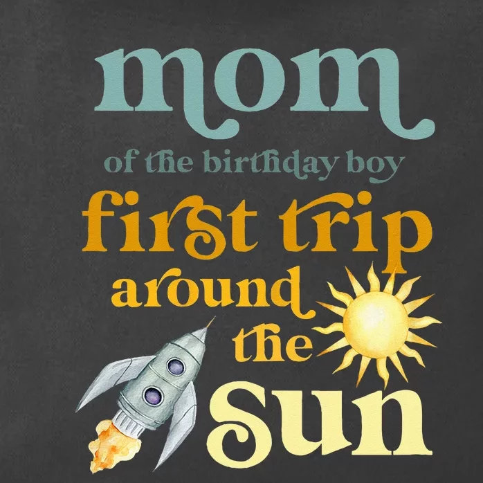 Mom Outer Space 1st Birthday First Trip Around The Sun Baby Zip Tote Bag