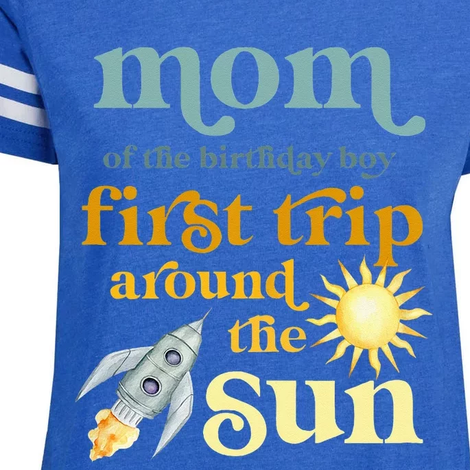 Mom Outer Space 1st Birthday First Trip Around The Sun Baby Enza Ladies Jersey Football T-Shirt