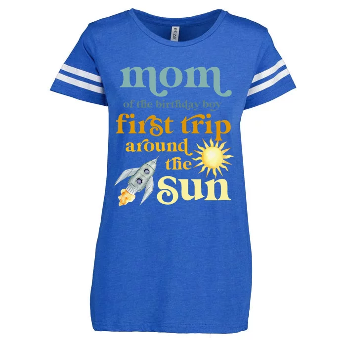 Mom Outer Space 1st Birthday First Trip Around The Sun Baby Enza Ladies Jersey Football T-Shirt