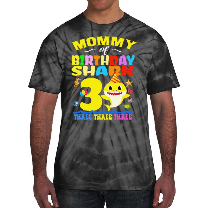 Mommy Of Shark Birthday 3rd Matching Party For Family Tie-Dye T-Shirt