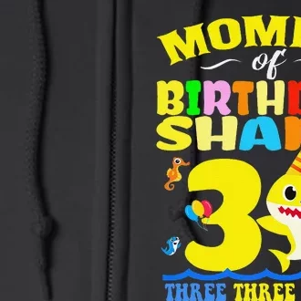 Mommy Of Shark Birthday 3rd Matching Party For Family Full Zip Hoodie