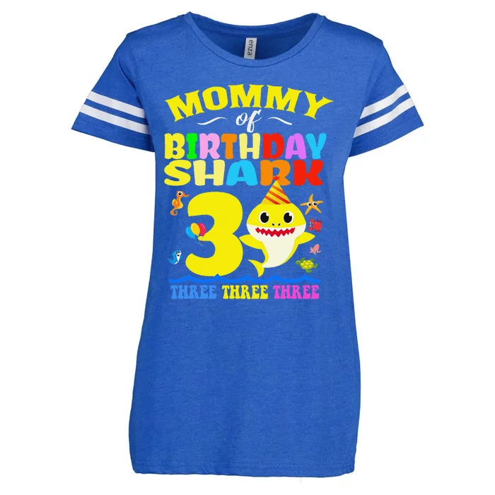 Mommy Of Shark Birthday 3rd Matching Party For Family Enza Ladies Jersey Football T-Shirt