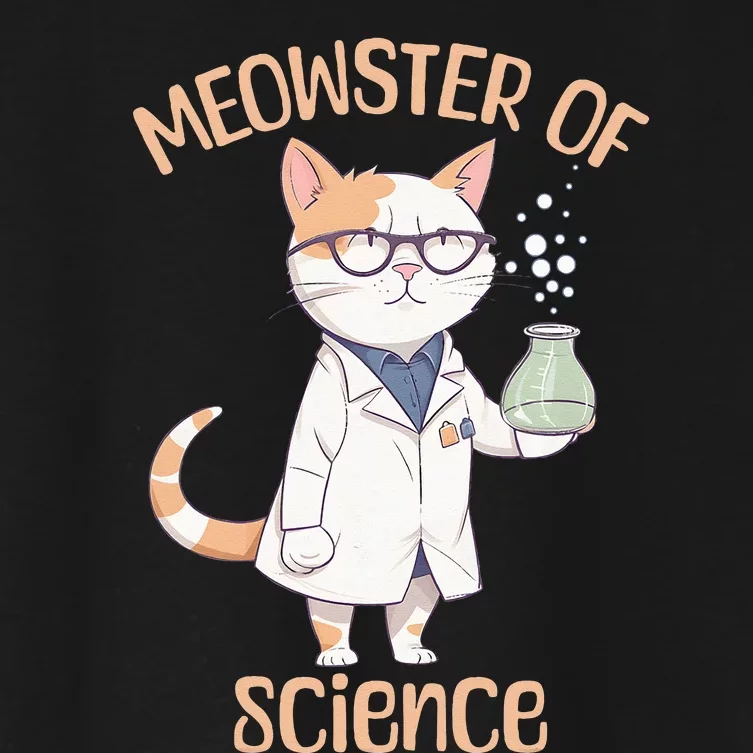 Meowster of Science Funny Lab Cat Laboratory Chemistry Women's Crop Top Tee