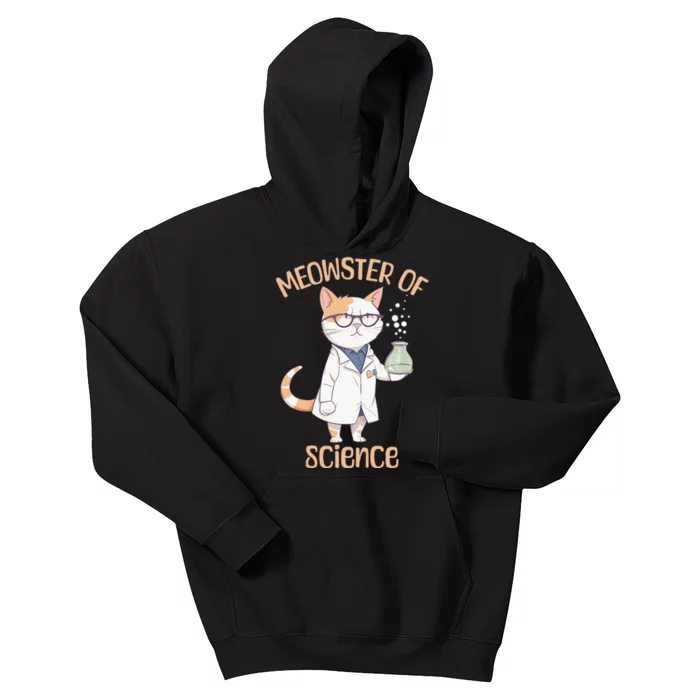 Meowster of Science Funny Lab Cat Laboratory Chemistry Kids Hoodie