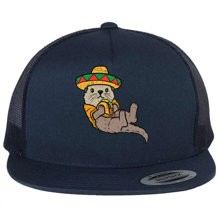 Mexican Otter Sombrero Taco Cinco De Mayo Fiesta Animal Flat Bill Trucker Hat