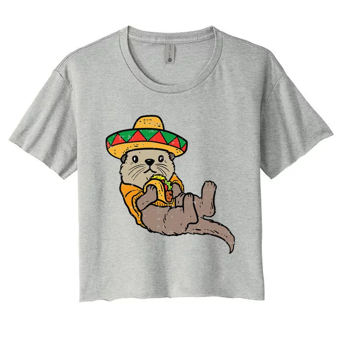 Mexican Otter Sombrero Taco Cinco De Mayo Fiesta Animal Women's Crop Top Tee