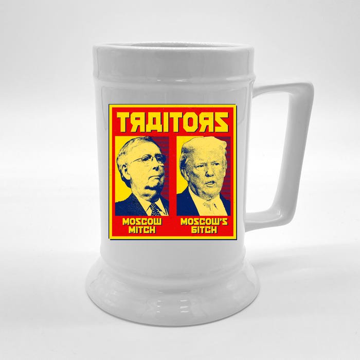 Moscow Mitch Moscow's Bitch Mitch Trump Traitors Front & Back Beer Stein