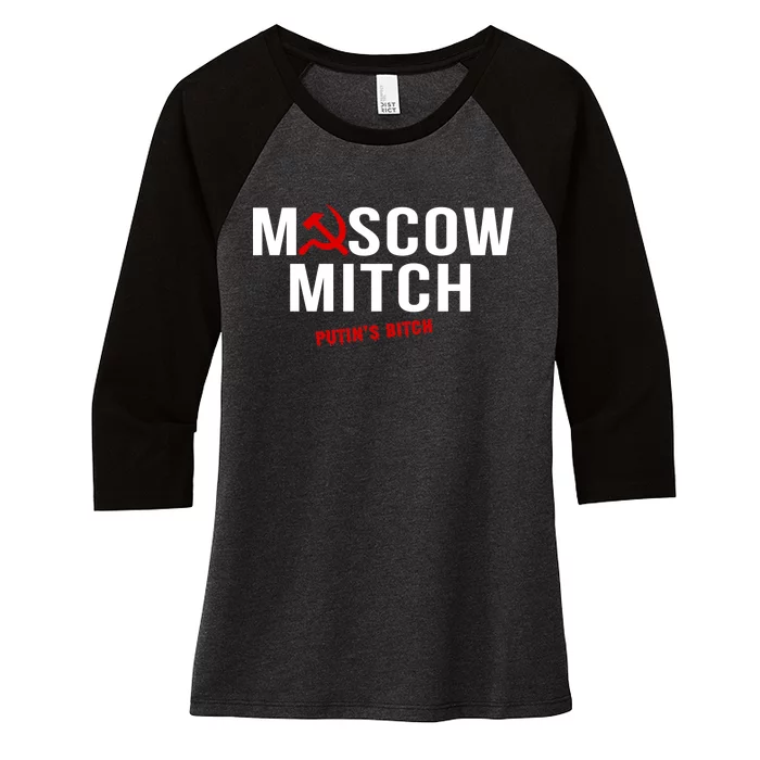 Moscow Mitch Putins Puppet Women's Tri-Blend 3/4-Sleeve Raglan Shirt