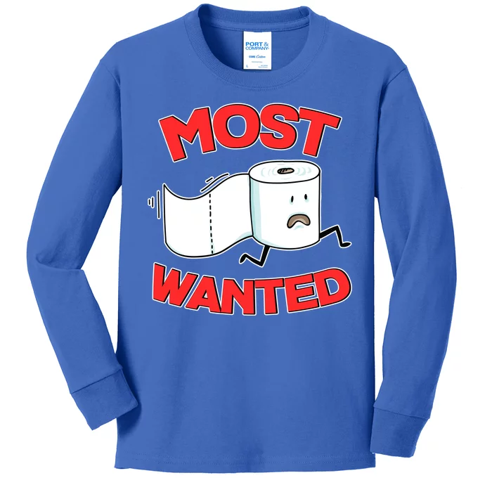 Most Wanted Toilet Paper Kids Long Sleeve Shirt