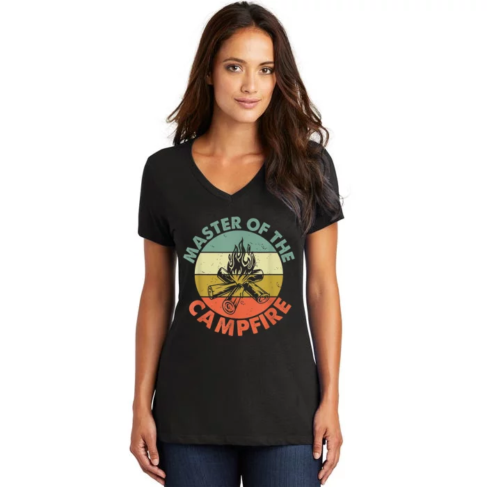 Master Of The Campfire Dad Camping Camping Dad Gift Women's V-Neck T-Shirt