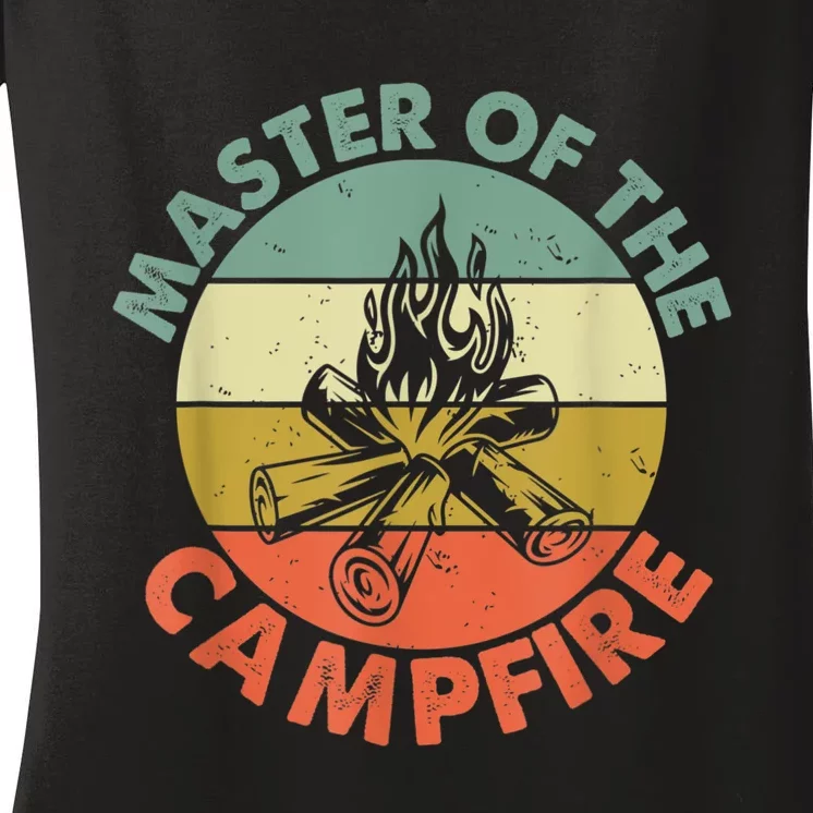 Master Of The Campfire Dad Camping Camping Dad Gift Women's V-Neck T-Shirt