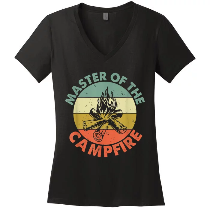 Master Of The Campfire Dad Camping Camping Dad Gift Women's V-Neck T-Shirt