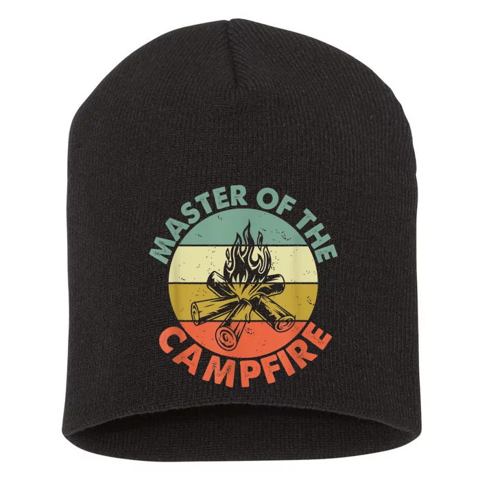 Master Of The Campfire Dad Camping Camping Dad Gift Short Acrylic Beanie