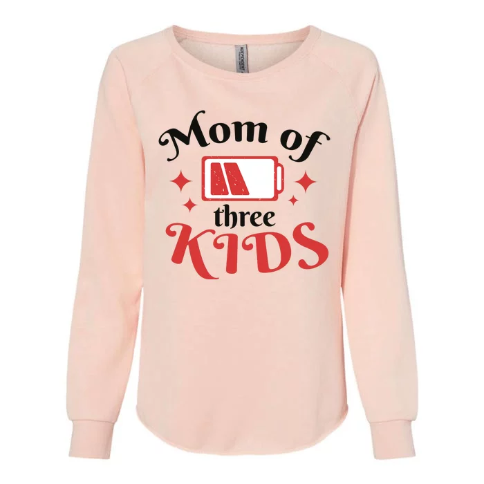 Mom Of Three Kids Battery Low Womens California Wash Sweatshirt