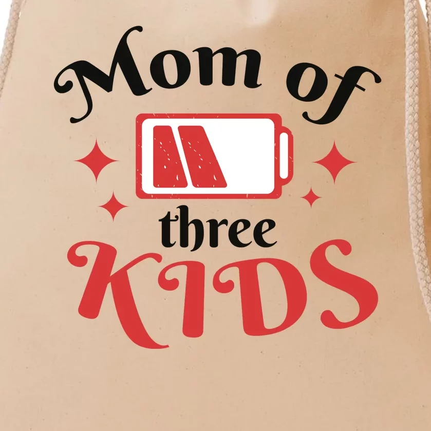 Mom Of Three Kids Battery Low Drawstring Bag