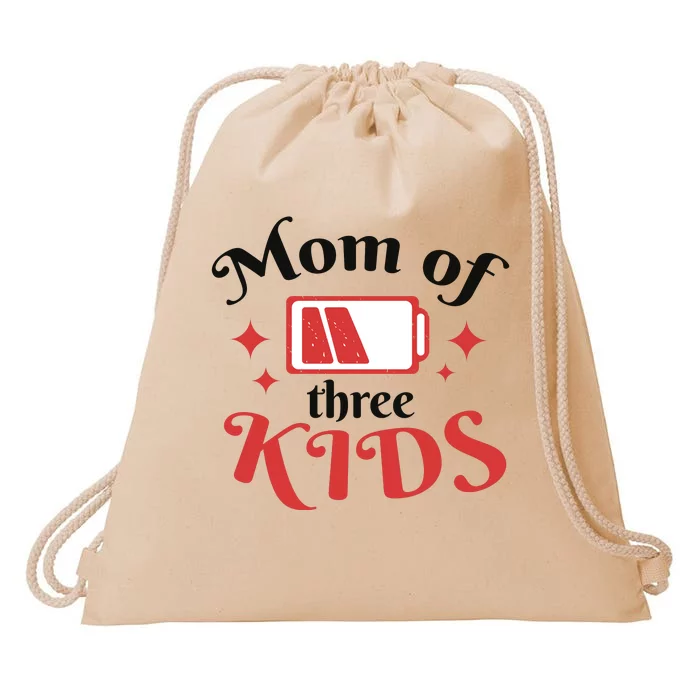 Mom Of Three Kids Battery Low Drawstring Bag