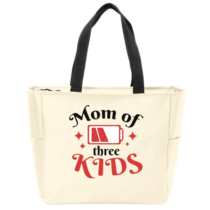 Mom Of Three Kids Battery Low Zip Tote Bag