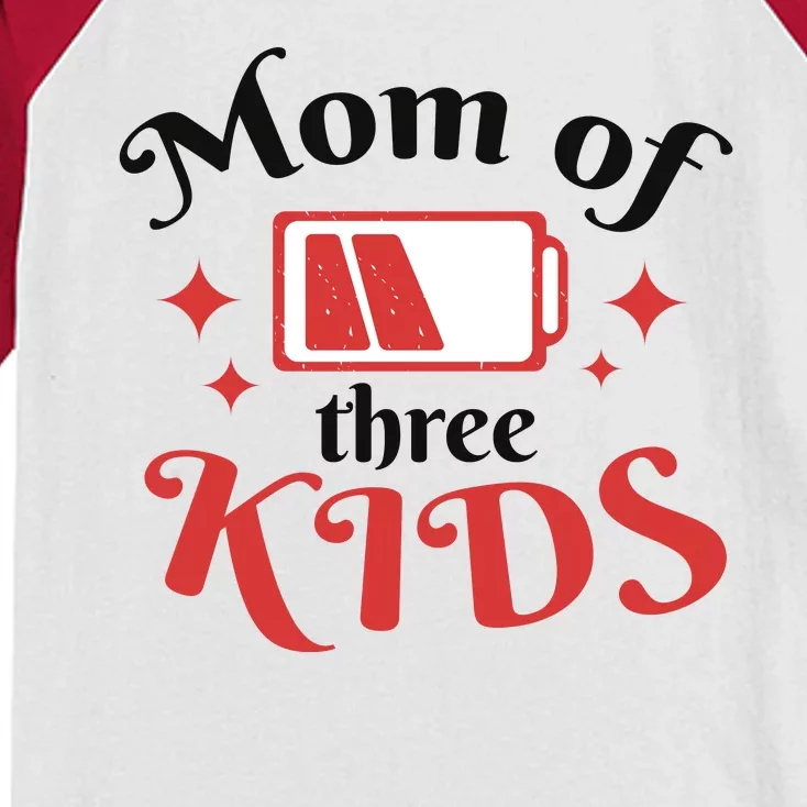 Mom Of Three Kids Battery Low Kids Colorblock Raglan Jersey