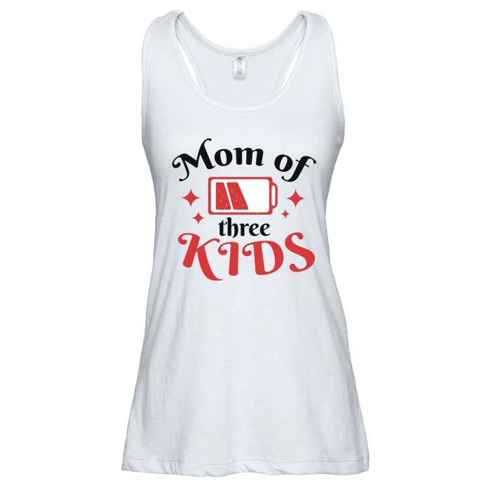 Mom Of Three Kids Battery Low Ladies Essential Flowy Tank