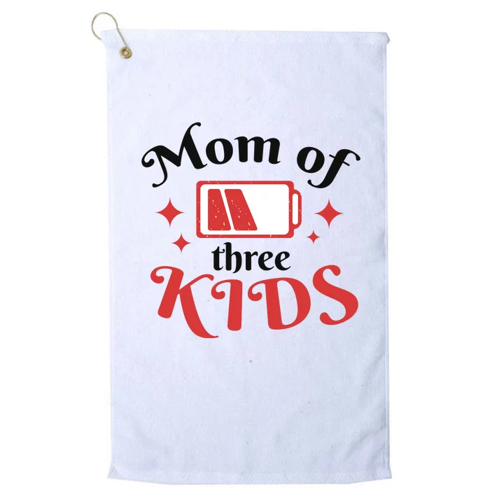 Mom Of Three Kids Battery Low Platinum Collection Golf Towel